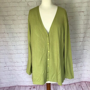 Chico’s Green Button Down V-Neck Cardigan - Size 3